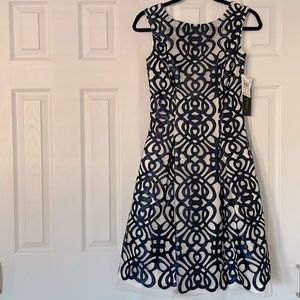 Brand new Aidan Mattox Navy embroidered midi dress size 0